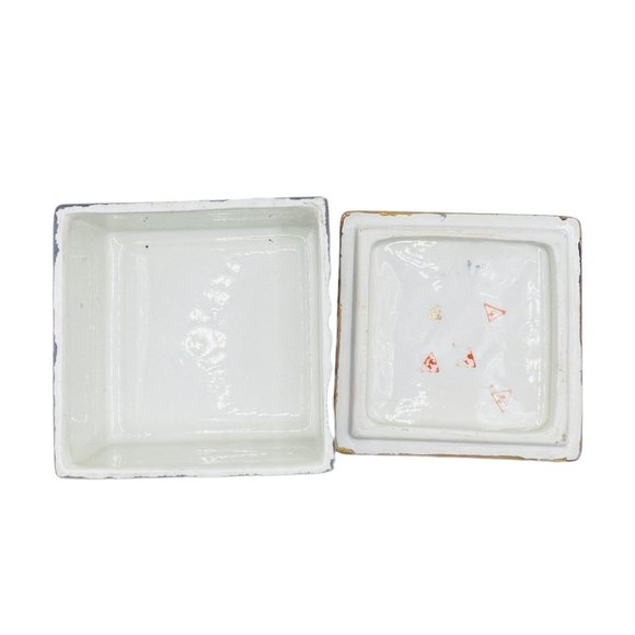 Qianlong Antique Enameled Porcelain Trinket Box Hand Painted Flower Scene RARE - Picture 5 of 9